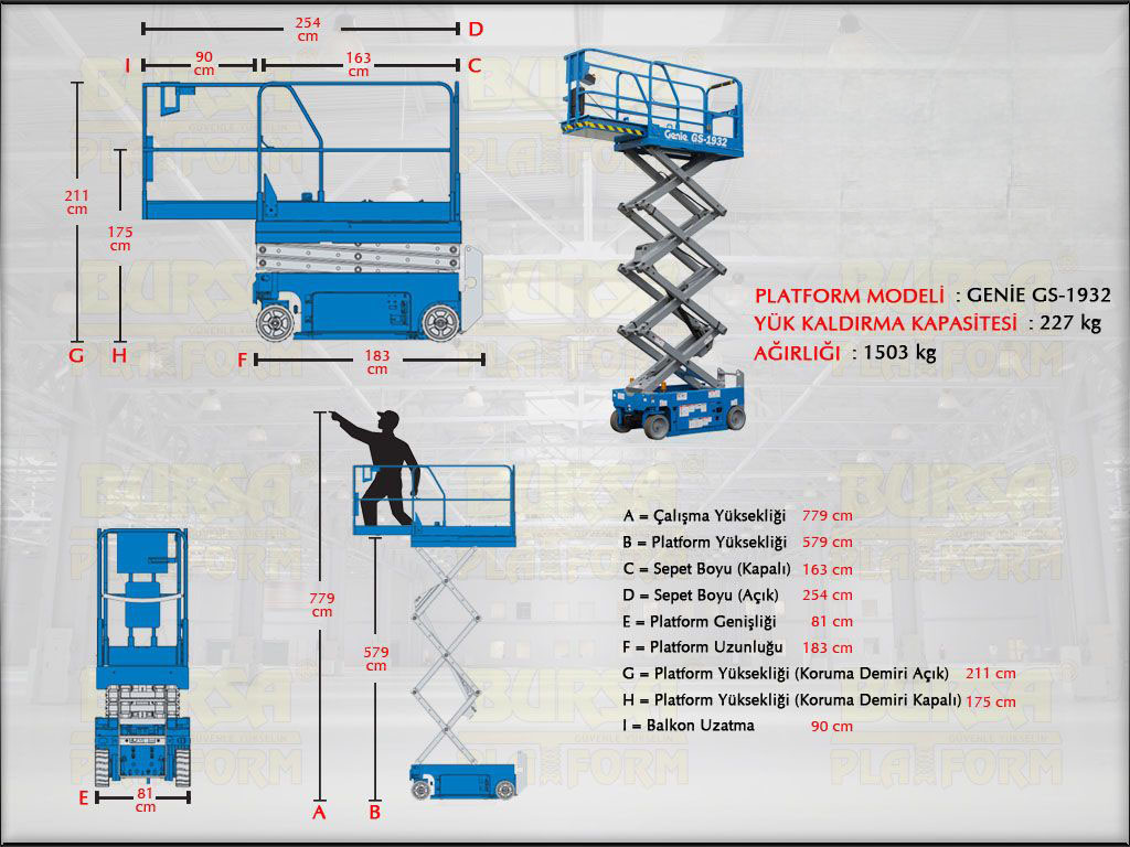 Akl Makasl Manlift Platform 8 Metrelik Kiralama
