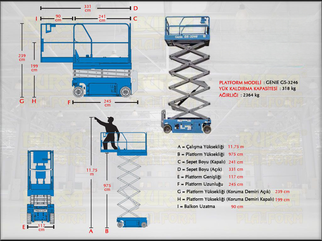 Akl Makasl Manlift Platform 12 Metrelik Kiralama
