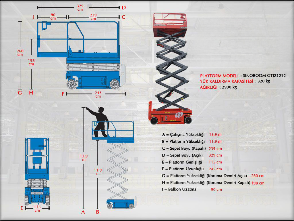 Akl Makasl Manlift Platform 14 Metrelik Kiralama