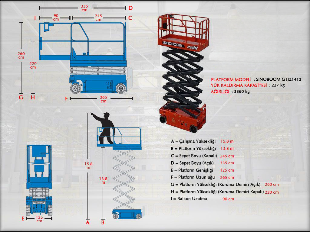 Akl Makasl Manlift Platform 16 Metrelik Kiralama