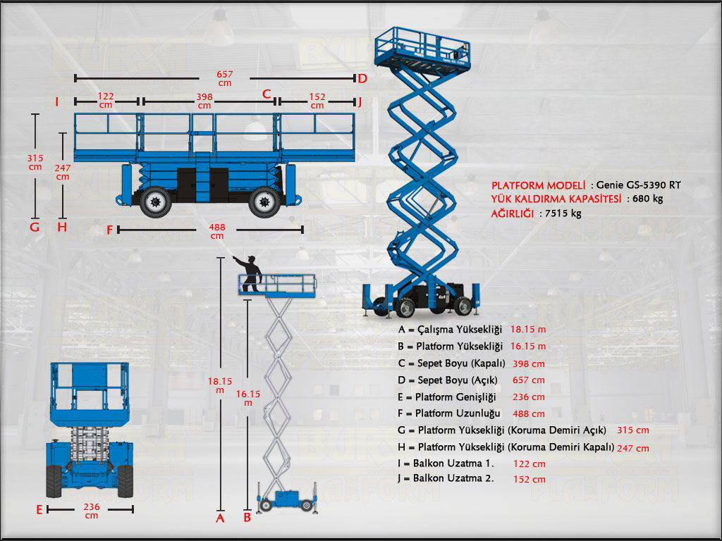 Dizel Makasl Manlift Platform 18 Metrelik Kiralama