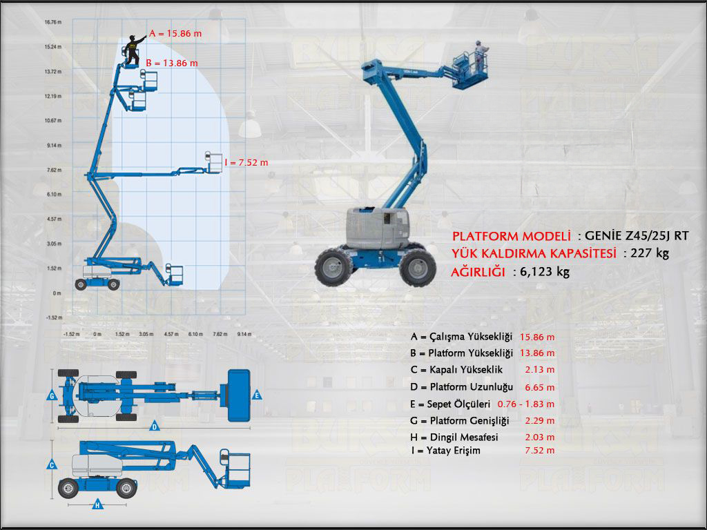 Dizel Eklemli Manlift Platform 16 Metrelik Kiralama