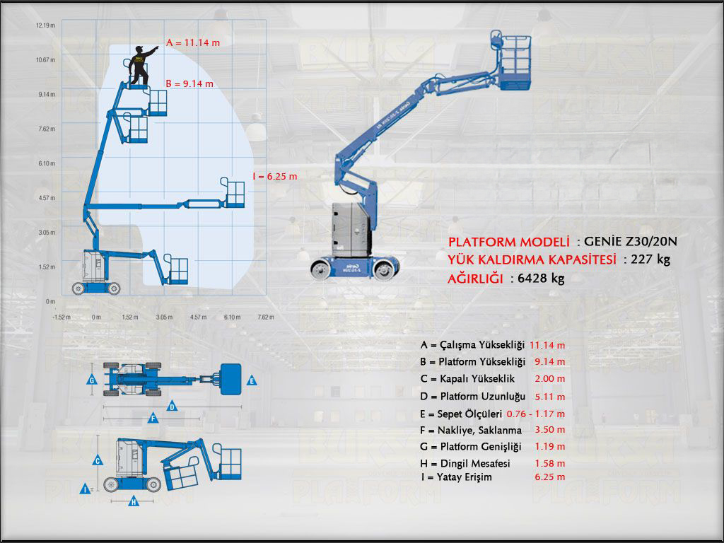 Akl Eklemli Manlift Platform 12 Metrelik Kiralama