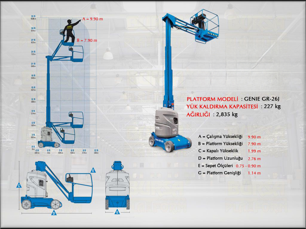 Dikey Manlift Platform 10 Metrelik Kiralama
