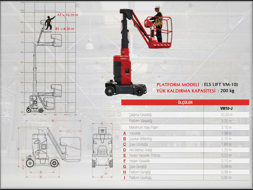 Dikey Manlift Platform ELS 10 Metrelik Kiralama